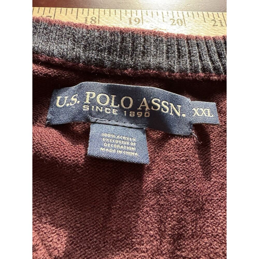U.S. Polo Assn. Sweater Multicolor Pullover Men’s XXL Blue Red Brown Long Sleeve - Picture 4 of 8